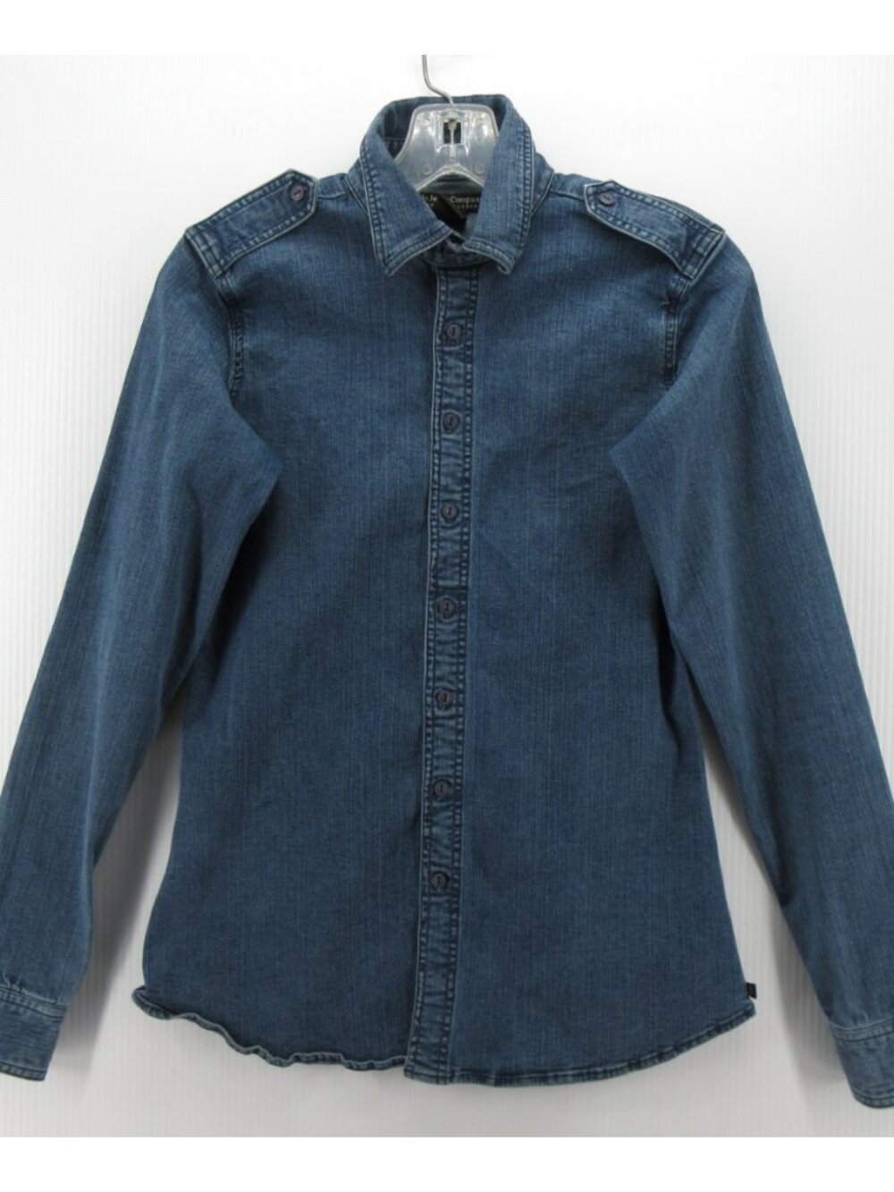 VTG Ralph Lauren Polo Jeans Top Small Denim Shirt RL Flag Military *
